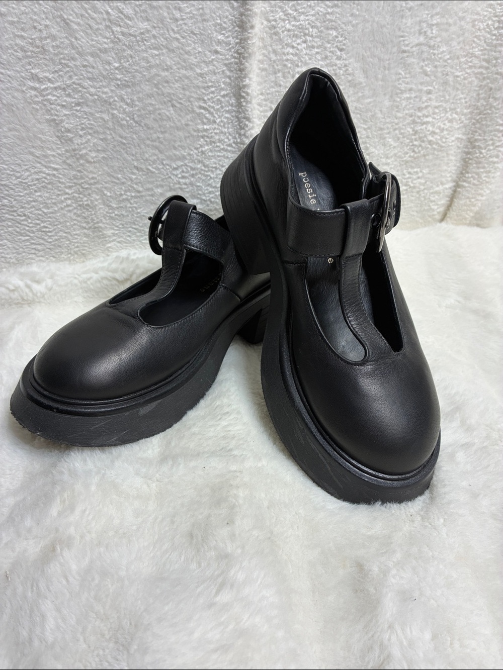 Sleek Black Platform Mary Jane with Buckle